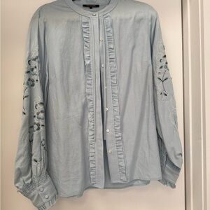 Kobi Halperin Light Blue Embroidered Blouse